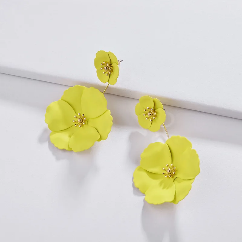 

Spring Summer 9 Colors Detachable Flower Earring Front and back Daisy Floral Petals Drop Earrings for Women