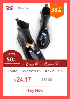 Rouroliu/женские непромокаемые ботильоны без шнуровки с эластичной лентой, ботинки на толстой платформе из ПВХ, непромокаемая женская обувь, RB248