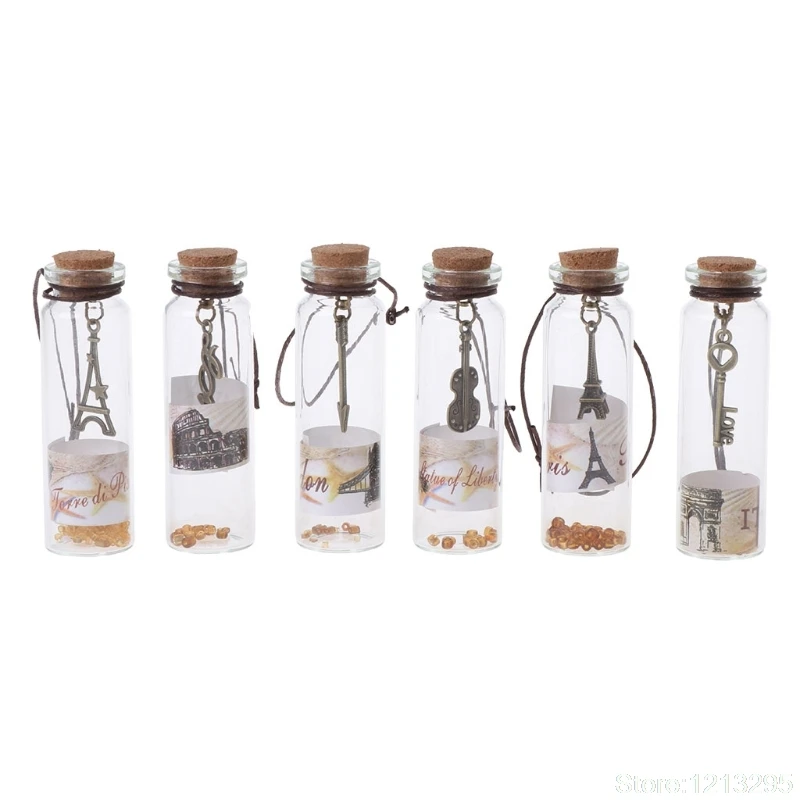 1Pc Empty Clear Glass Bottle Lucky Wishing Bottles with Cork Stopper Party FavorBottles, Jars