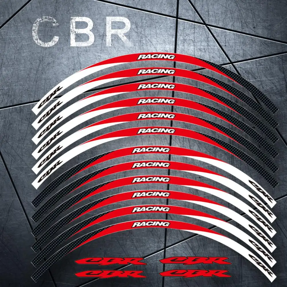 

High quality Motorcycle front&Rear Edge Outer Rim Sticker Wheel Decals Reflective waterproof 17inch stickers For Honda CBR RR