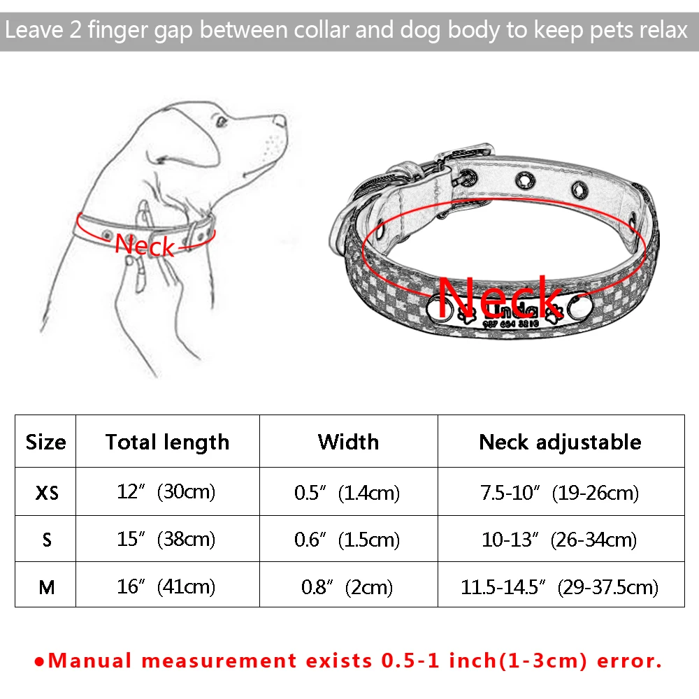 Индивидуальный ошейник для щенков, регулируемый ошейник для кошек в клетку в полоску, гравировка для маленьких и средних собак