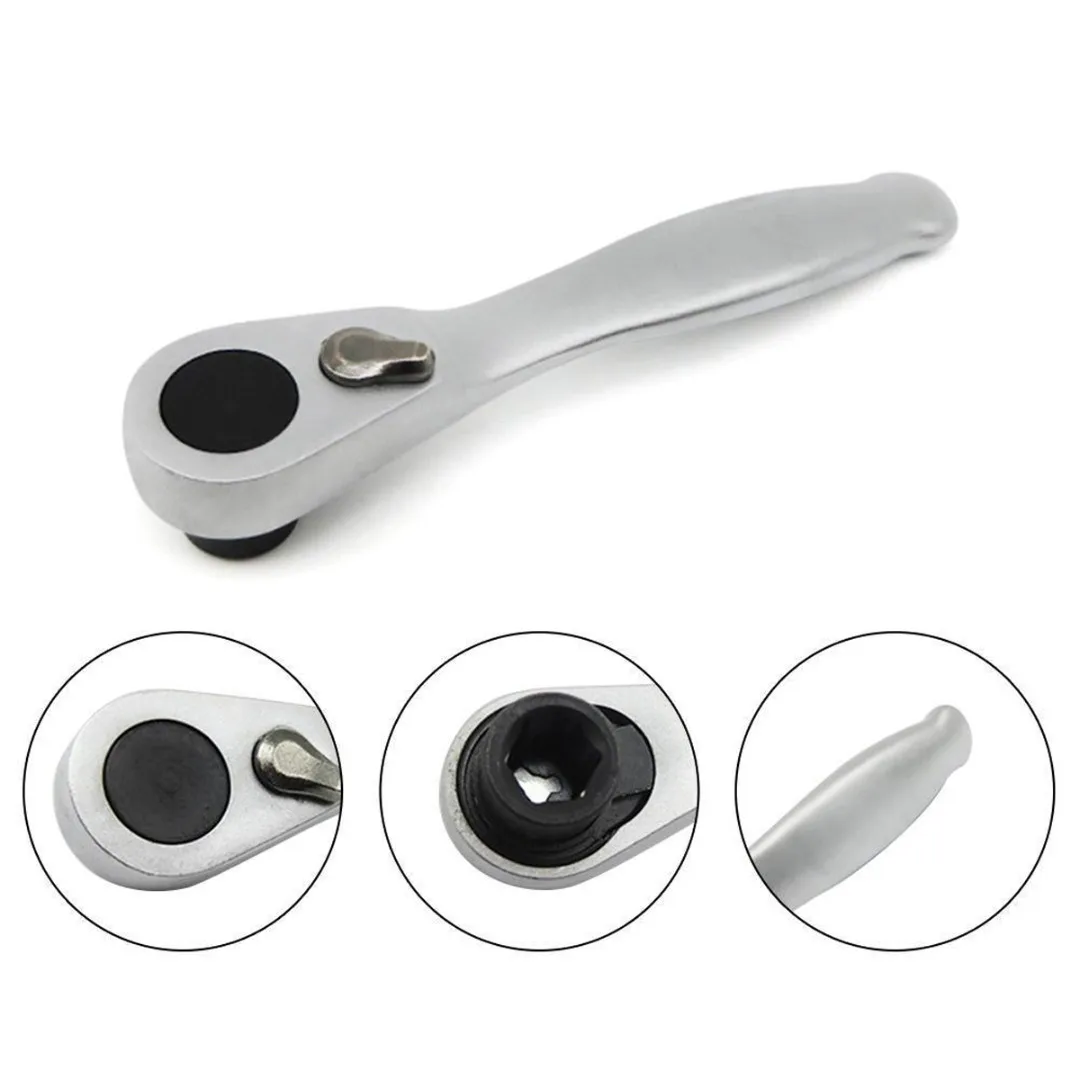 

1pc 1/4" Drive Ratchet Handle 72 Teeth Quick Release Socket Spanner Mini Ratchet Single-end Wrench Handle Repairing Tool