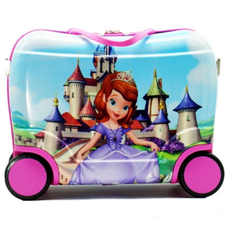 Дорожная сумка с замочком для девочек, Детский чемодан с мультяшными игрушками, чемодан для детей, принцесса, может сидеть, чтобы кататься, коробка для посадки