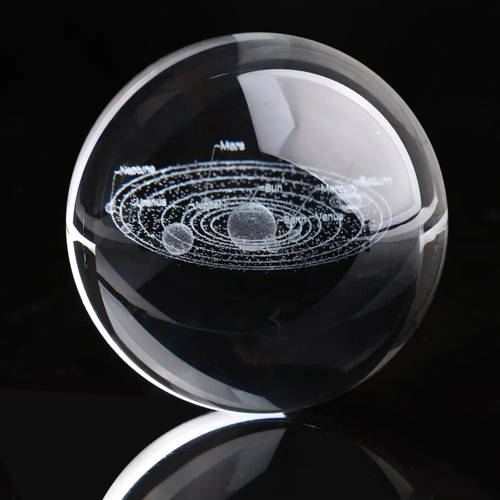6 см хрустальный шар молочный 3D лазерная гравировка кварцевый стеклянный шар Сфера Шар галактика миниатюрные украшения дома аксессуары Подарки - Цвет: Solar System ball