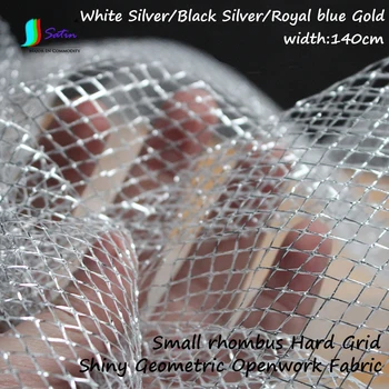 

Dress Clothing Styling Designer Accessory,White Black Blue Hard Small Hole Rhombus Square Lattice Shiny Openwork Fabric A0195F