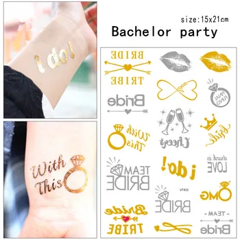 

3pcs Bride Gold Stickers Temporary Tattoo Sticker Bachelorette Party Decoration Bridesmaids Gift Just Married Photo Props