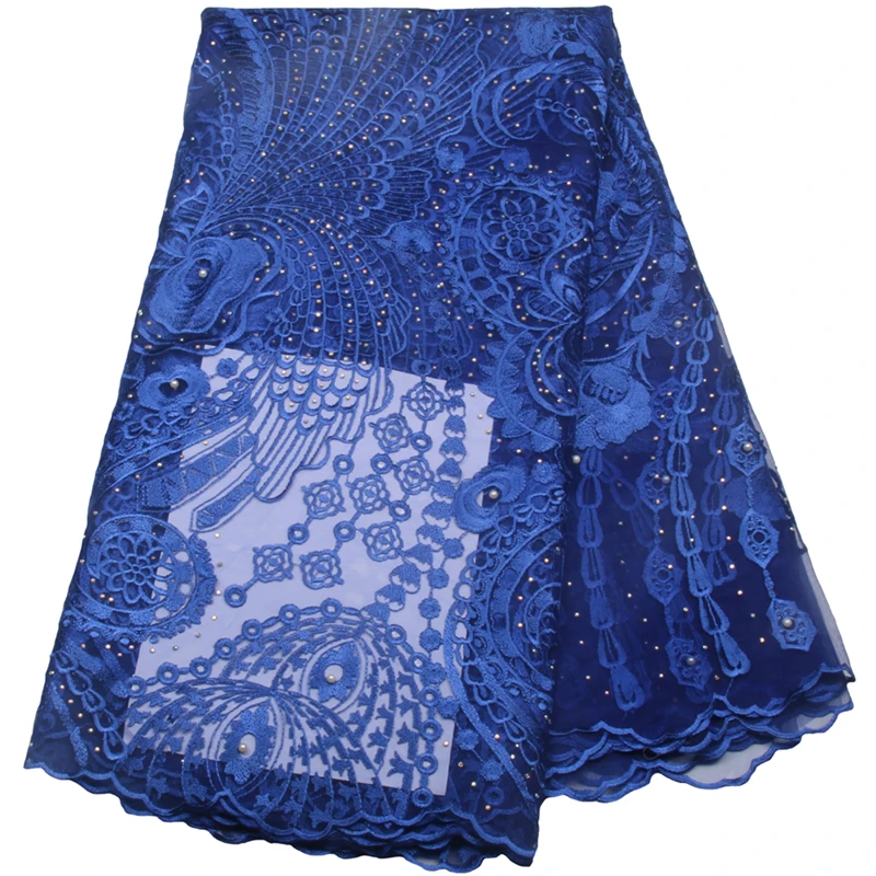 

2017 New Arrival African Lace with stones African Net Lace High Quality French lace Fabric Embroidery for party NA682B-1