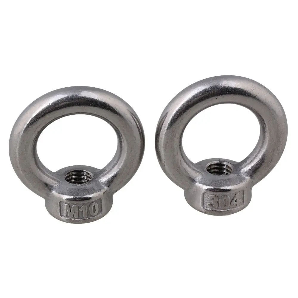 

M10 Eyed Threaded Nuts With Ring Shape 304 Stainless Steel Silver Pack Of 2