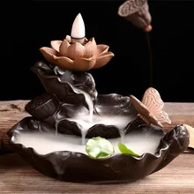 Творческий Зеленый завод горелка водопад ладан держатель лотоса Курильница с обратным потоком Арома горелка китайская культура Офис чай дом Декор