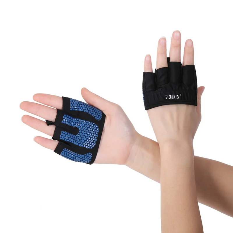 Пара Противоскользящих силиконовых высокопрочных тренировочных перчаток для мужчин и женщин, перчатки для тренажерного зала, бодибилдинга, занятий спортом, фитнеса, перчатки - Цвет: Blue