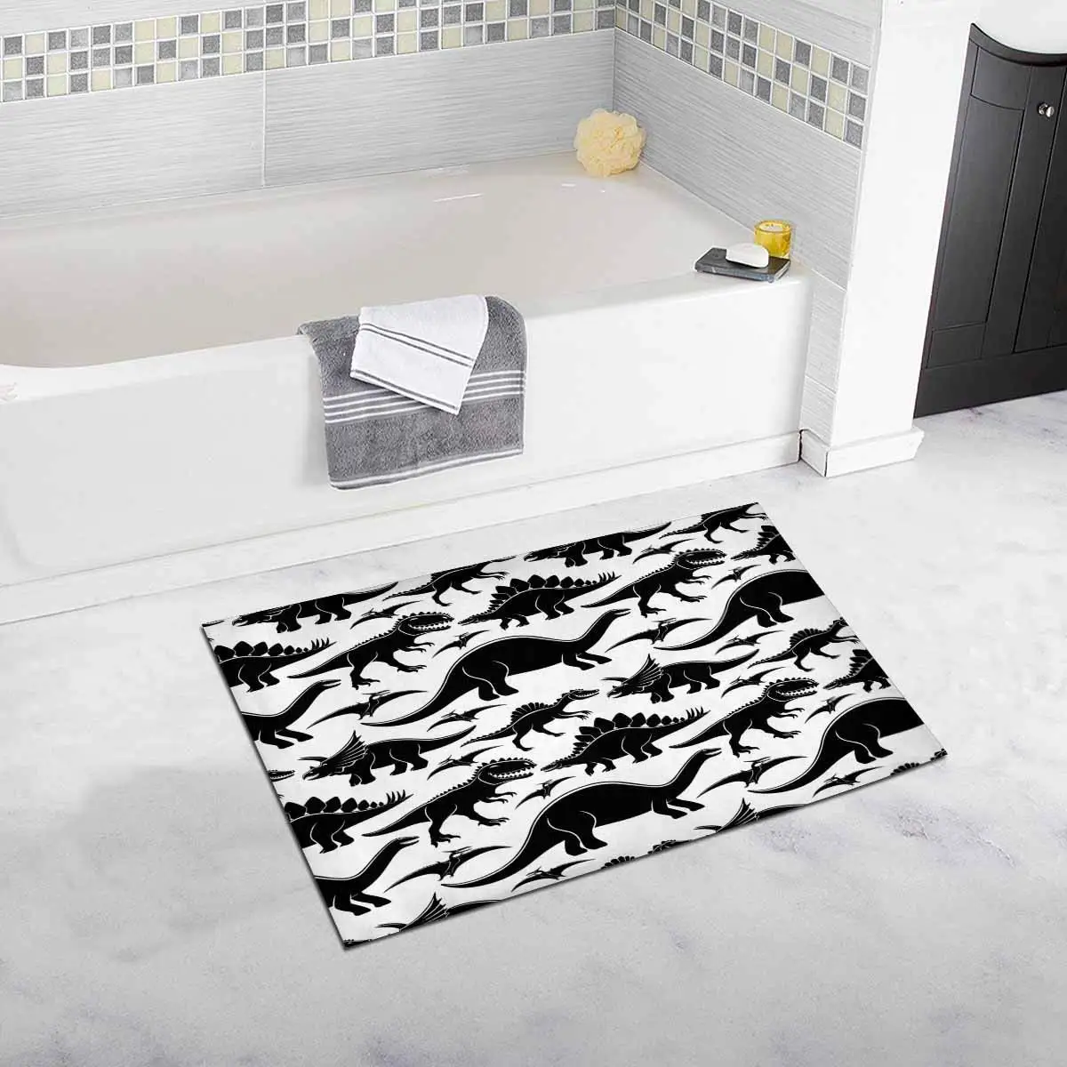 Cute Dinosaurs Bath Rug Non-slip Bathroom Mat 20 W X 32 L Inches | Дом и сад