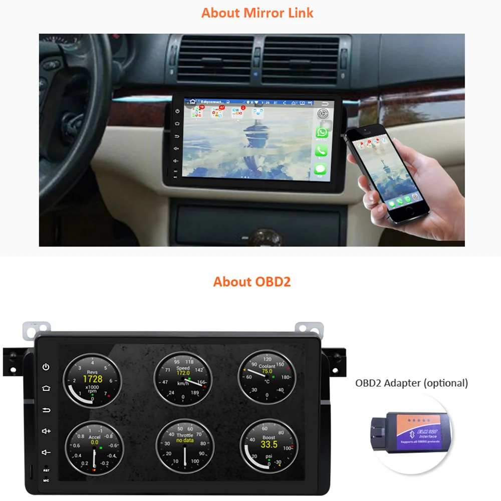 Eunavi 1 Din 9 дюймов 4 ядра Android 8 для BMW E46 M3 Rover 75 автомобильный DVD gps Wi Fi 4G Радио RDS CAN шина