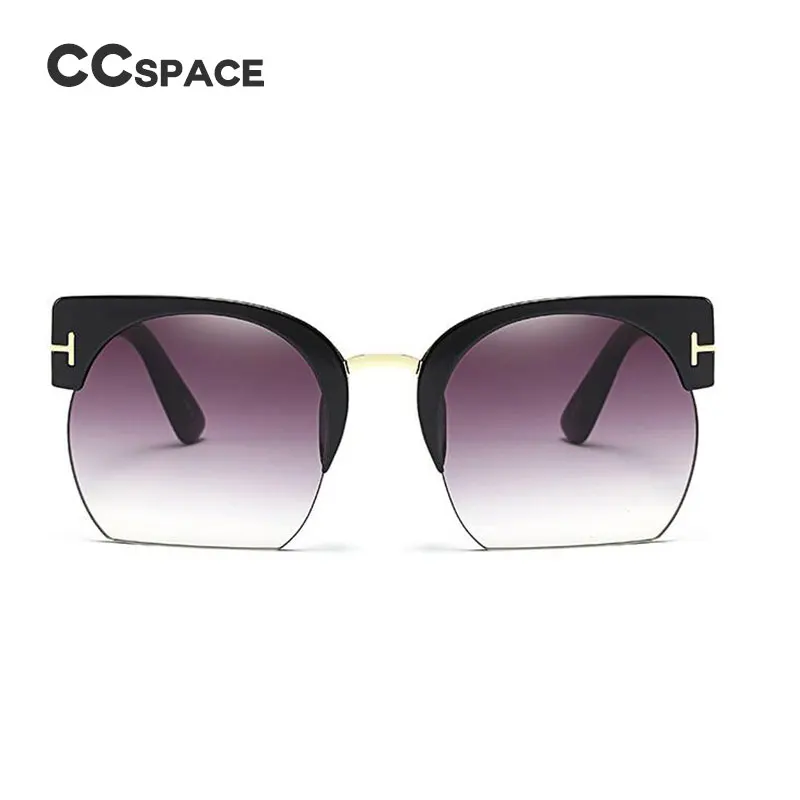 CCSPACE, женские солнцезащитные очки больших размеров, кошачий глаз, для женщин, с заклепками, Т-образный бренд, дизайнерские очки, очки с линзами, УФ-защита, 45073