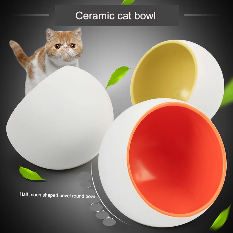 

Flat bottom tilt ceramic pet round bowl cat pot dog food container puzzle feeders cat