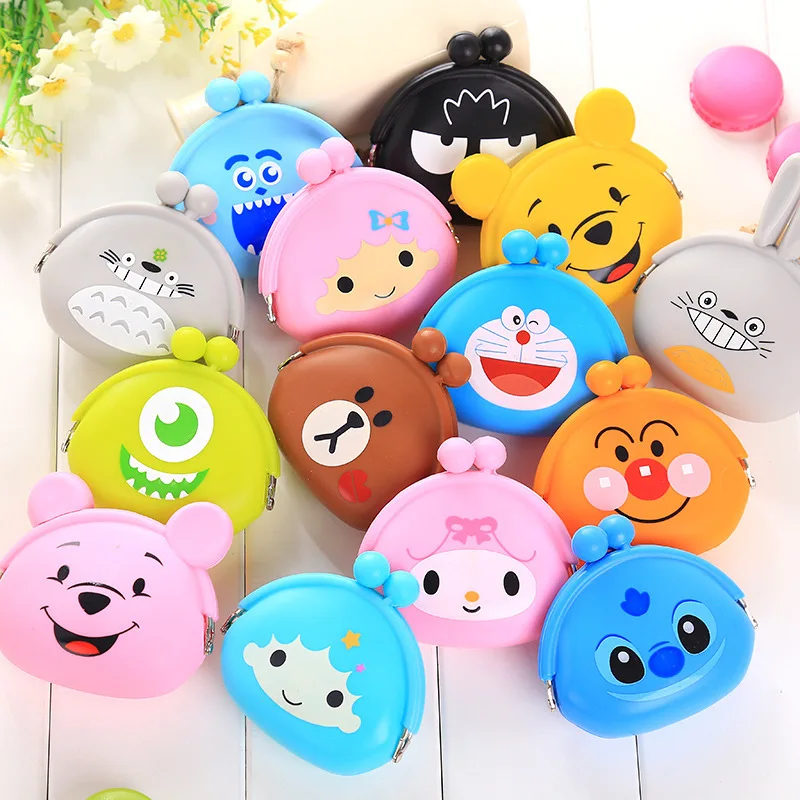

Cute Animals Cartoon Bear Silicone Portable Mini Zipper Round Hard Storage Case Bag for Earphone SD TF Cards Gift Coin Bag