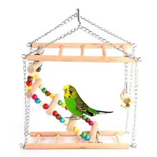 Parrot Pet Bird Chew Hang Toys Woods Large Rope Cave Ladder Chew Toy