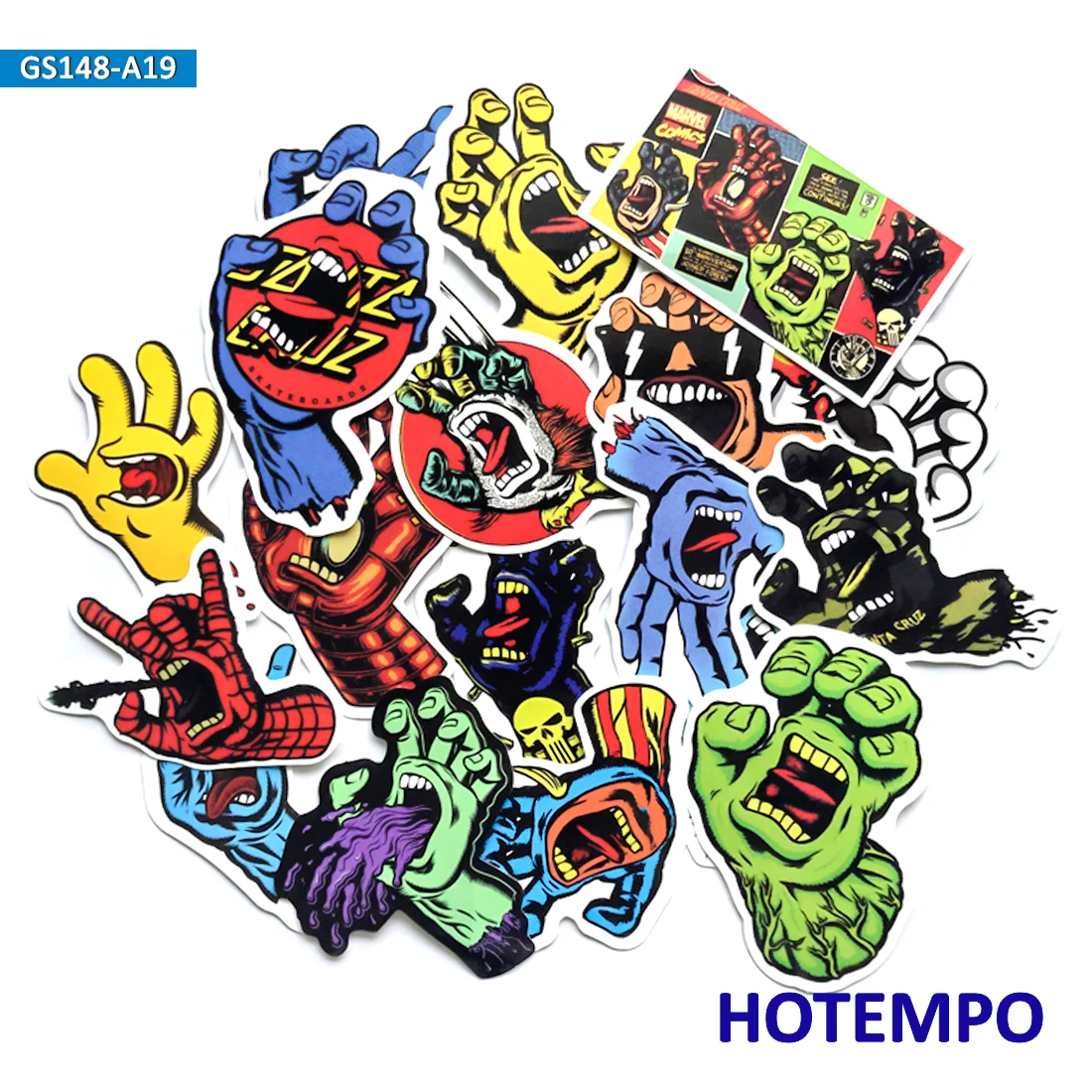 18pcs Santa Cruz Super Hero Screaming Hand Style Stickers for Mobile Phone Laptop Luggage Skateboard Fixed Gear Bike Stickers 18pcs Santa Cruz Super Hero Screaming Hand Style Stickers for Mobile Phone Laptop Luggage Skateboard Fixed Gear Bike Stickers