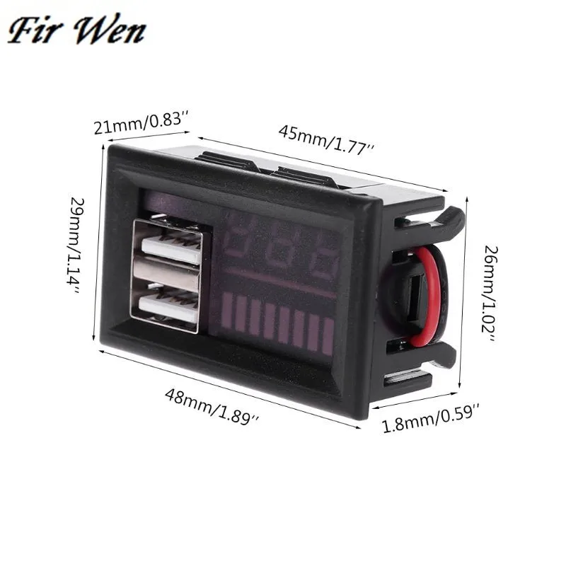 Blue LED Digital Display Voltmeter Mini Voltage Meter Volt Tester Panel For DC 12V Cars Motorcycles Vehicles USB 5V2A output