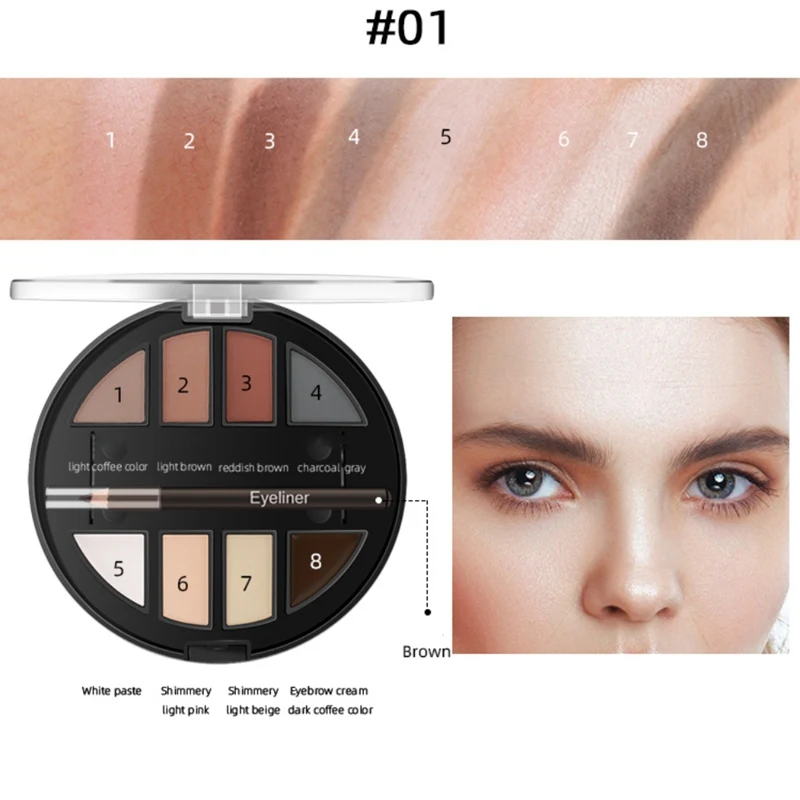 2 Style Seven sets of eyebrow powder set Professional Waterproof Long lasting Makeup Natural Shape Eyebrows Powder Palette