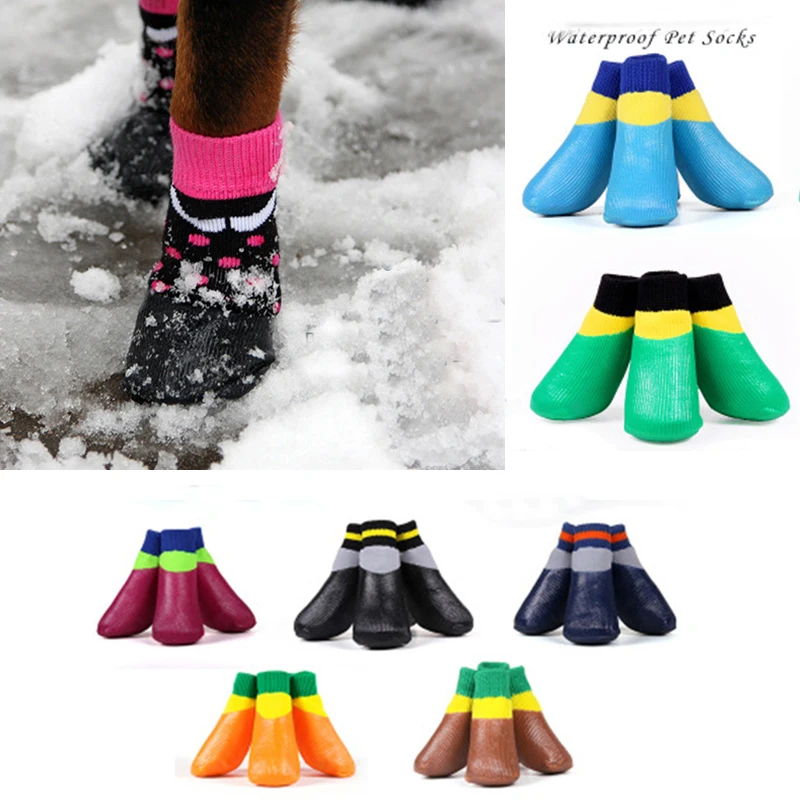 2017Winter Warm Pet Thick Dog Socks Polyester and Rubber Non Slip Dog