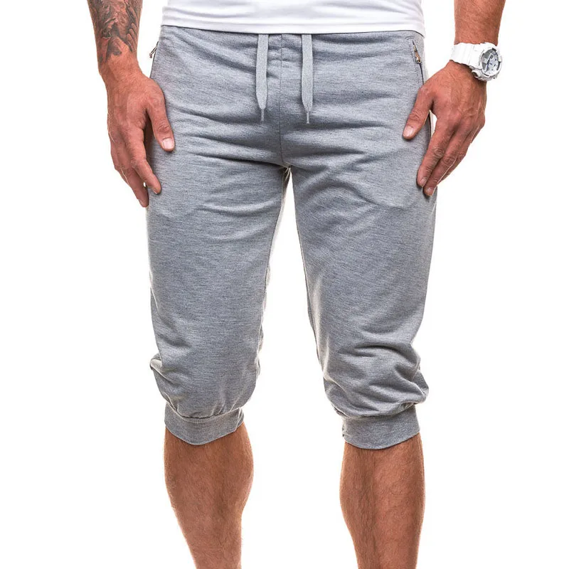 High quality 2019 Summer new men's Solid color close beam feet elastic Wait casual Joggers shorts men streetwear sweatpants