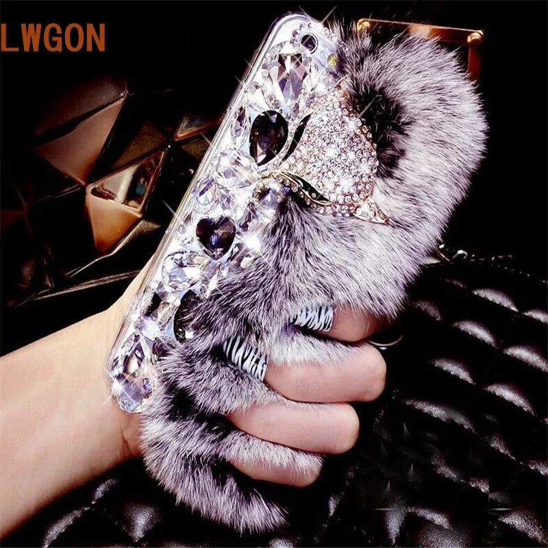 

For Huawei Mate 20X case,Fuzzy Rhinestone Case Diamond Bling Phone Cover for Huawei Honor 7C Russische Versie AUM-L41 5.7