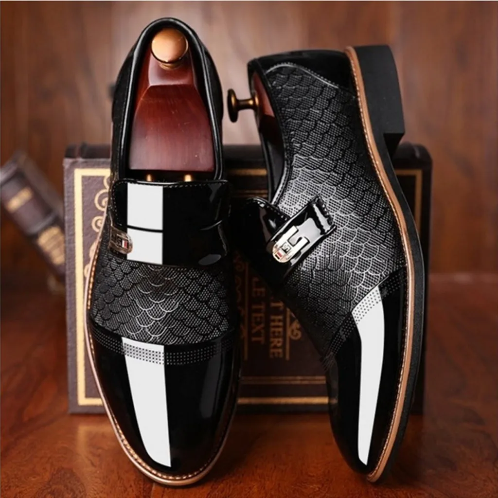 Leather Oxford Business Men Shoes Pointed Toe Slip-on Formal Shoes Men Shoes Pointed Toe Men Dress Shoes For Wedding Size 39-47