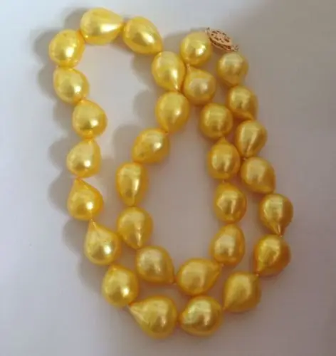 

HRF544 FREE shipping>>>>>12-13mm natural Australian south sea gold pearl necklace 17inch