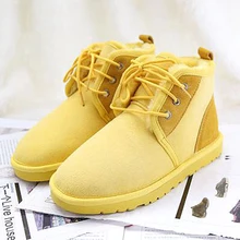 UVWP Mode Femmes Bottes de Neige Véritable peau de Mouton En Cuir Femme Cheville Bottes 100% Naturel Fourrure Casual Chaussures Chaudes Femmes Bottes D’hiver