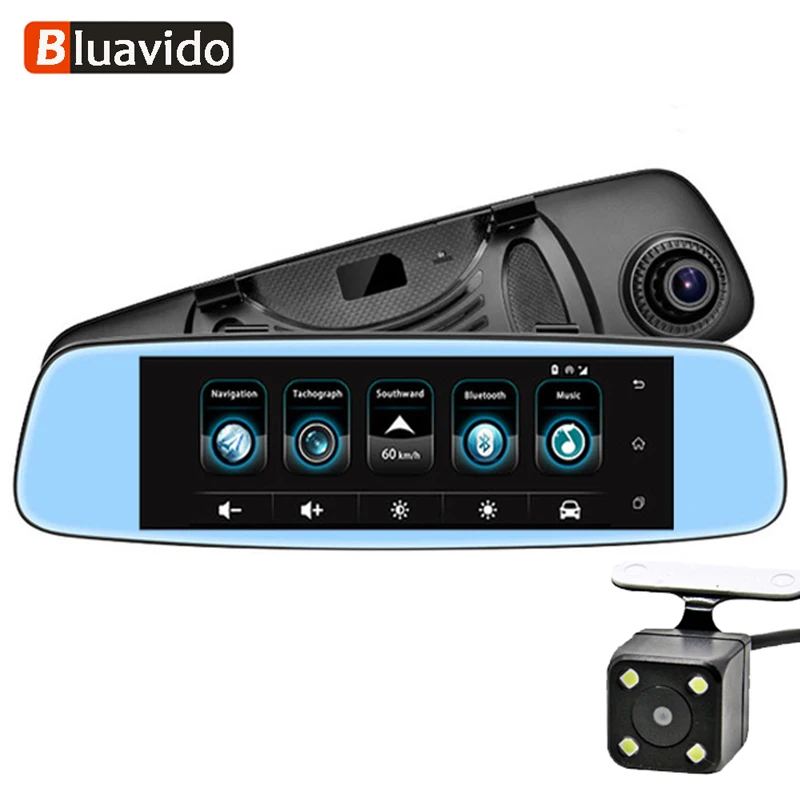 

Bluavido 7" 3G Car Rearview Mirror Android DVR GPS Navigation FHD 1080P Video Camera Dual Lens camcorder Supports Bluetooth WIFI