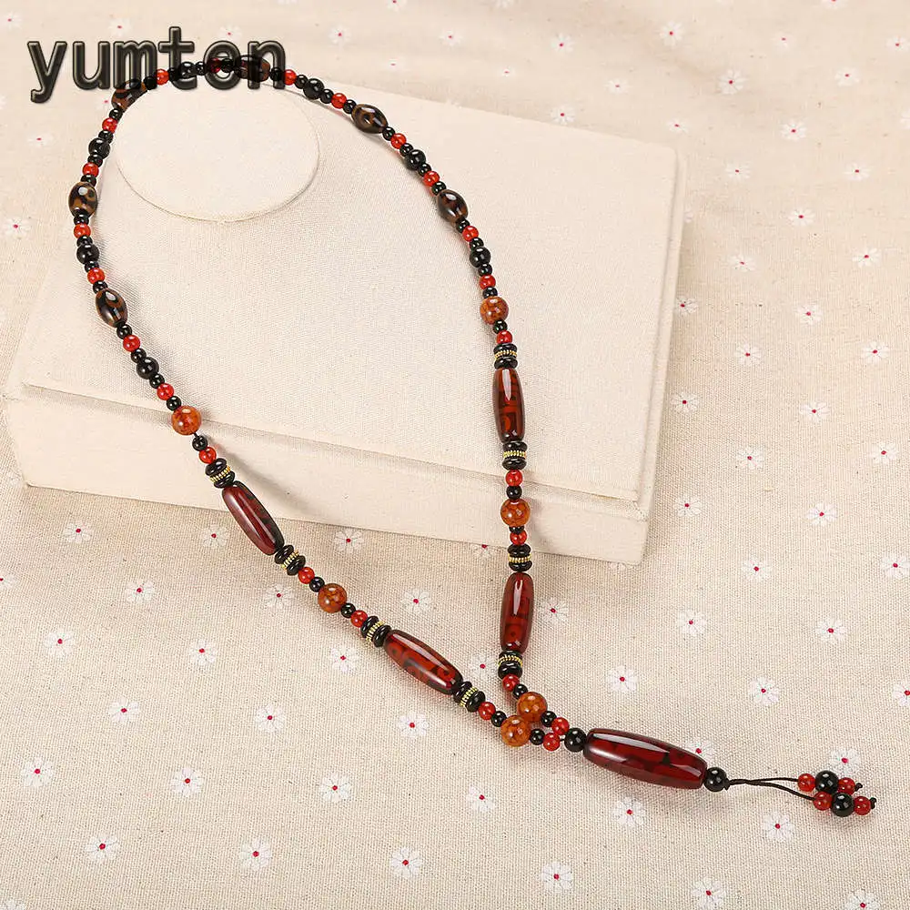 

Yumten Punk Women Necklace Agate Chains Funky Femme Engagement Jewelry Geometric Accessories Bead Chain Large Crystal Stone Rope