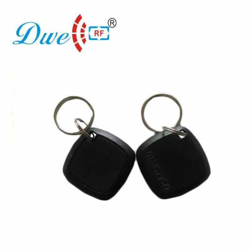 DWE CC RF 100pcs /lot access control 125khz tk4100 em4100 abs security laser card number rfid tag token Key Chains 