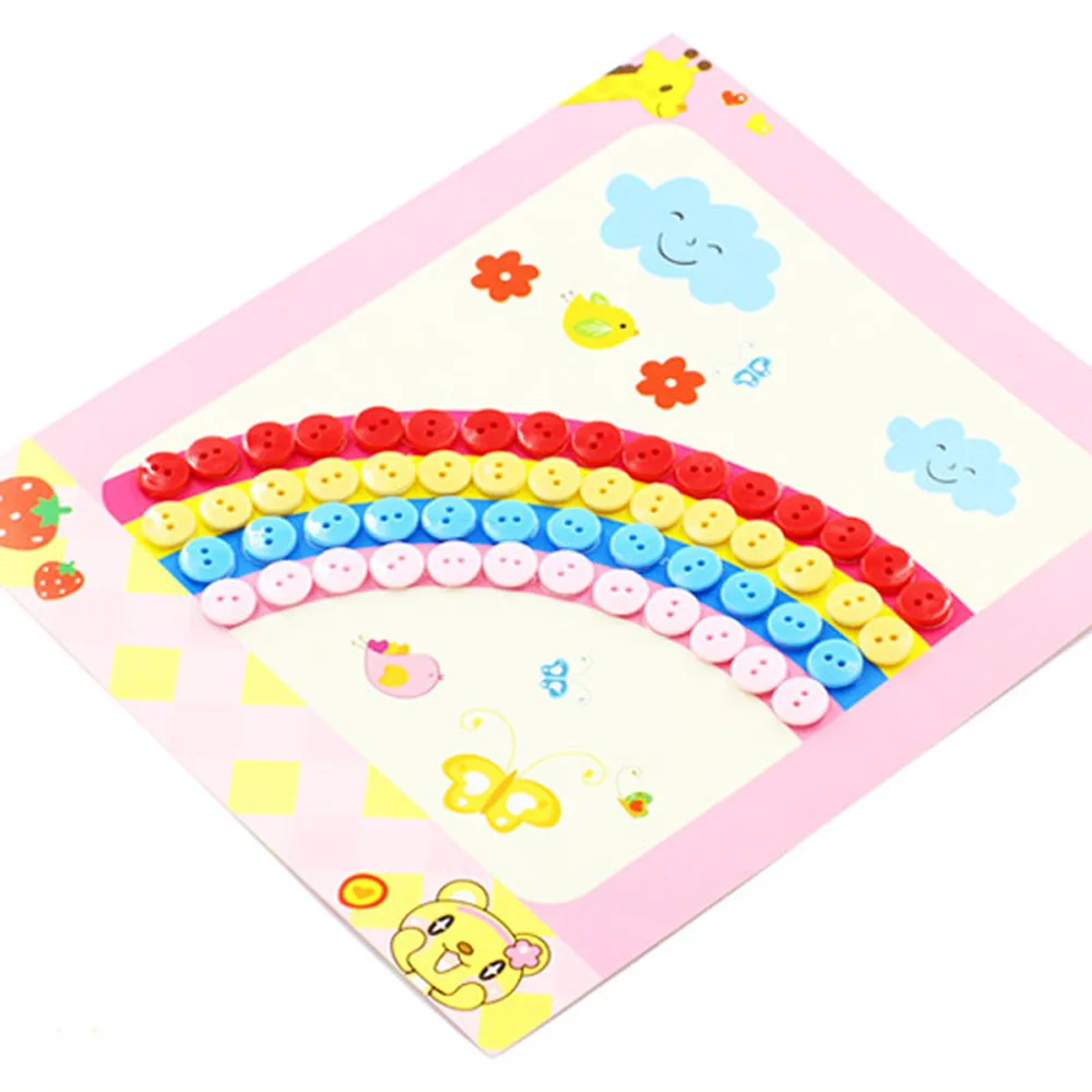 

Children Drawing Educational Toys For Colorful DIY Picture Handmade Buttons Paste Painting Material Bag Toy for Kids Casual Use