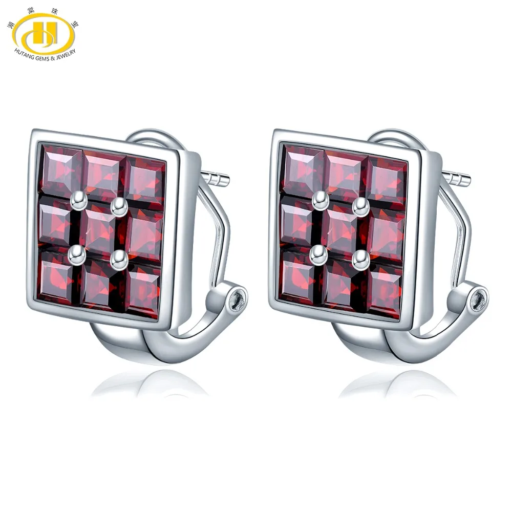 Brincos de Pedras Clássico para as Mulheres Hutang Sudoku Clipe Preciosas Naturais Granada 925 Prata Fine Jewelry Design Melhor Grande Presente Novo 8.64ct