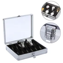 12 Grid Silver Aluminium Luxury Brand Watch Display Box Watches Case Jewelry Storage Holder Organizer 2016 New Free Shipping 10 grid slots watch box luxury leather display watches boxes square jewelry storage case organizer holder relojes winder new