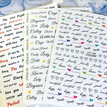 

Newest CA-100-101-102 English letter 3d nail art sticker nail decal stamping export japan designs rhinestones decorations