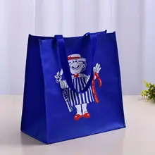 500 шт./лот на заказ синие экологически чистые многоразовые нетканые хозяйственные сумки с индивидуальным логотипом по TNT, FedEx