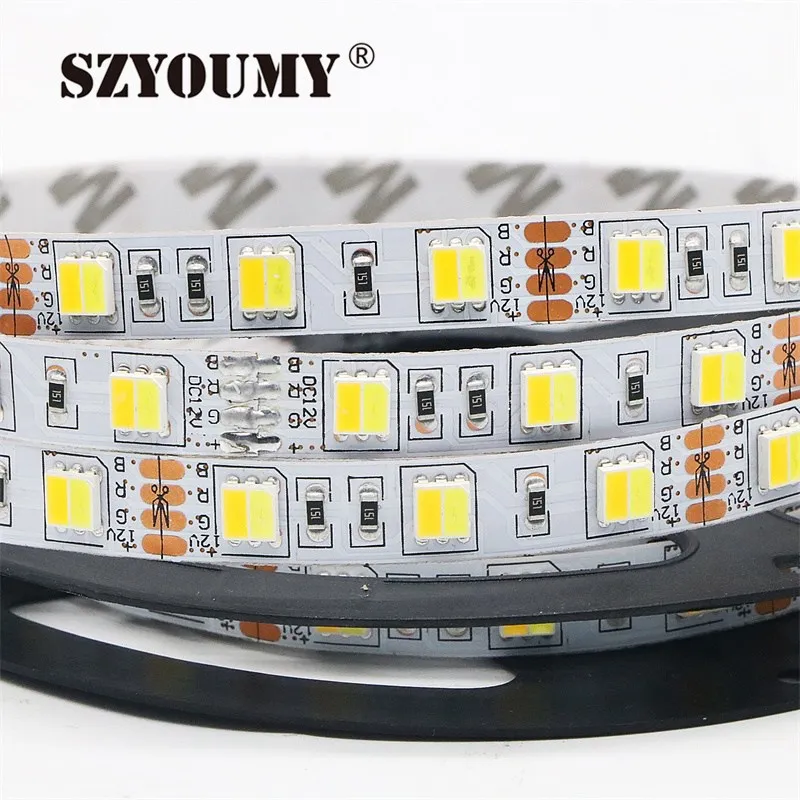 SZYOUMY SMD 5050 12 В двойной белый затемнения гибкий свет 60LED/m IP20 с 200 шт. 24key CCT Цвет температура контроллер