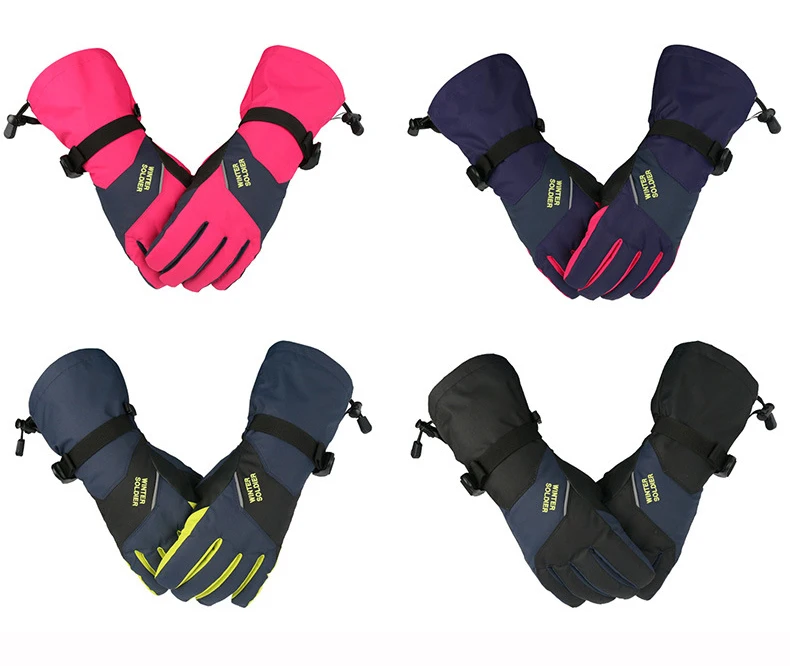 Зимние лыжные перчатки с сенсорным экраном, утепленные хлопковые теплые мотоциклетные перчатки с пятью пальцами, водонепроницаемые Лыжные рукавицы