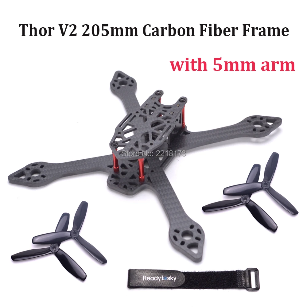 

Thor V2 210V2 205 205mm Carbon Fiber Frame Kit X Structure with 5mm Arm + 5045 Propeller For RC FPV Racing Drone Quadcopter