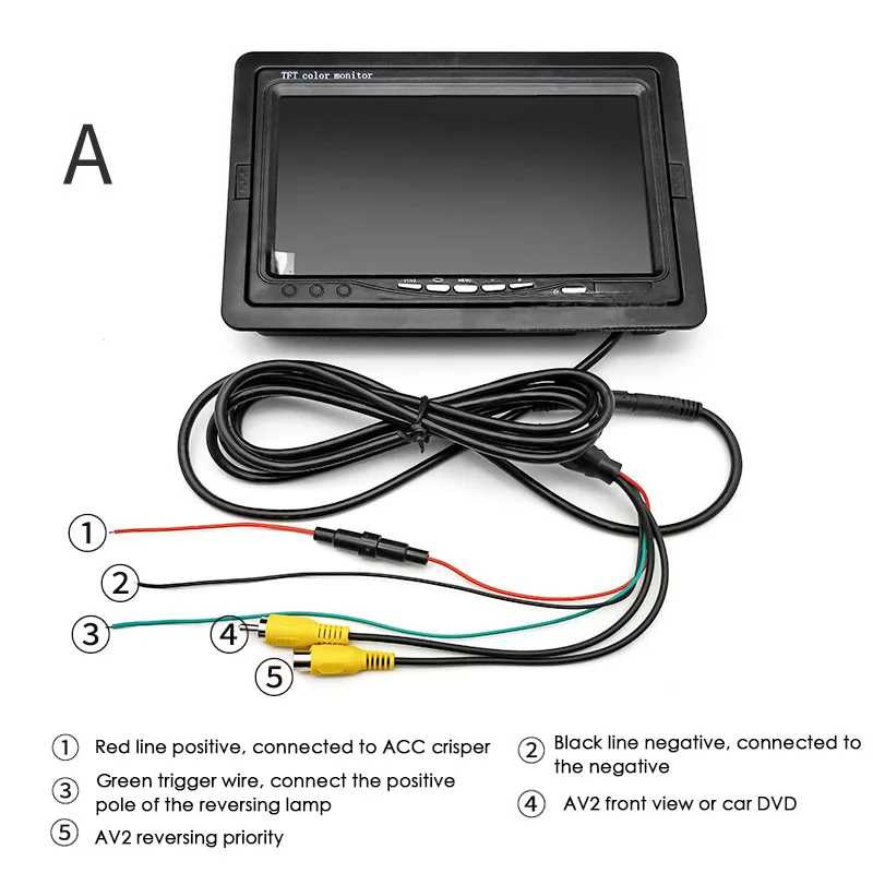 7 дюймов TFT ЖК-дисплей автомобильный монитор Дисплей проводной Камера s обратный Камера парковки Системы для автомобиля зеркало заднего вида Мониторы Поддержка DVD - Цвет: AV interface