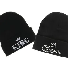 SXKN015, лыжная вязаная шапка с вышитыми буквами «Король королевы», Skullies, зимние мужские вязаные шапки, осенняя женская шапка, Homme Gorras