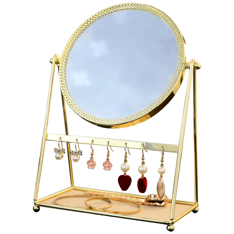 

Makeup mirror desktop princess mirror simple Nordic retro single-sided HD dormitory dressing tabletop jewelry box