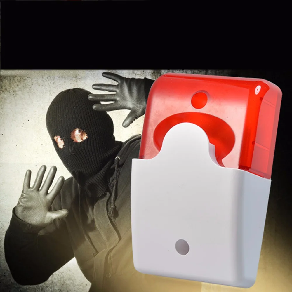 

OWGYML Mini Wired Strobe Siren Durable 12V Sound Alarm Strobe Flashing Red Light Sound Siren Home Security Alarm System 115dB