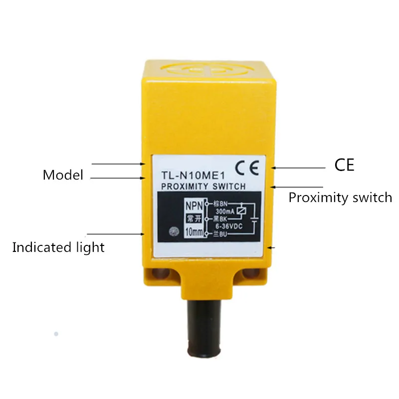 

TL-N10ME1 10mm sensing DC NPN NO Cube shell inductive Screen shield metal proximity switch TL-N10M proximity sensor 18*18*36