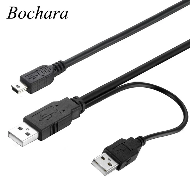 2 in 1 USB 2.0 Double A Type 2A Male to Mini 5 Pin Male Y Cable