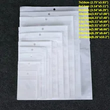 50 sacos de empacotamento do retalho resealable da selagem do auto claro branco dos pces sacos de armazenamento poli malotes para artigos eletrônicos