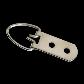 

50pcs Silver D-Ring Hanging Oil Painting Mirror Picture Frame Hanger Photo Wall Hook Double Holes with 100 Screws