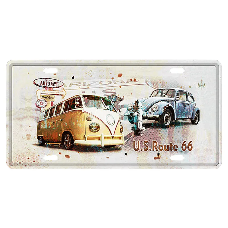 Carteles de lata de Arte de garaje de 15*30 cm placa de licencia de coche placa de Metal decorativa de Metal decoración del hogar Vintage señal