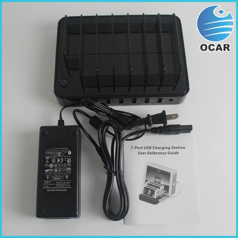 US 7 ports USB Charger Black